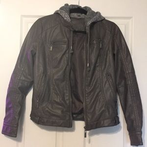 Grey Faux Leather Jacket